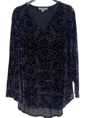 Ruff Hewn Grey Velvet Burnout Top Sz 3X Paisley Goth Witchy Whimsigoth